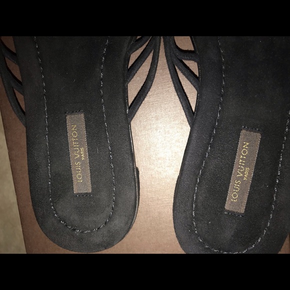 Women’s LV Black Suede Embellished Sandals - Picture 3 of 5